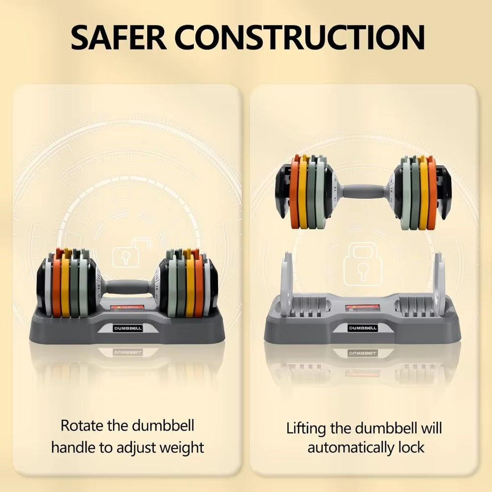 25/55 Lbs Dumbbell Set, Anti-Slip Fast Adjust Turning Handle, Adjustable for Men and Women, Pair for Home Gym Exercise