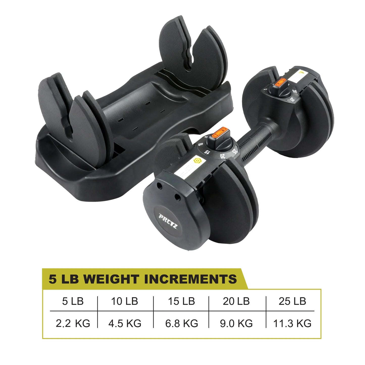 Adjustable Dumbbells, Black, 5-25 Lb