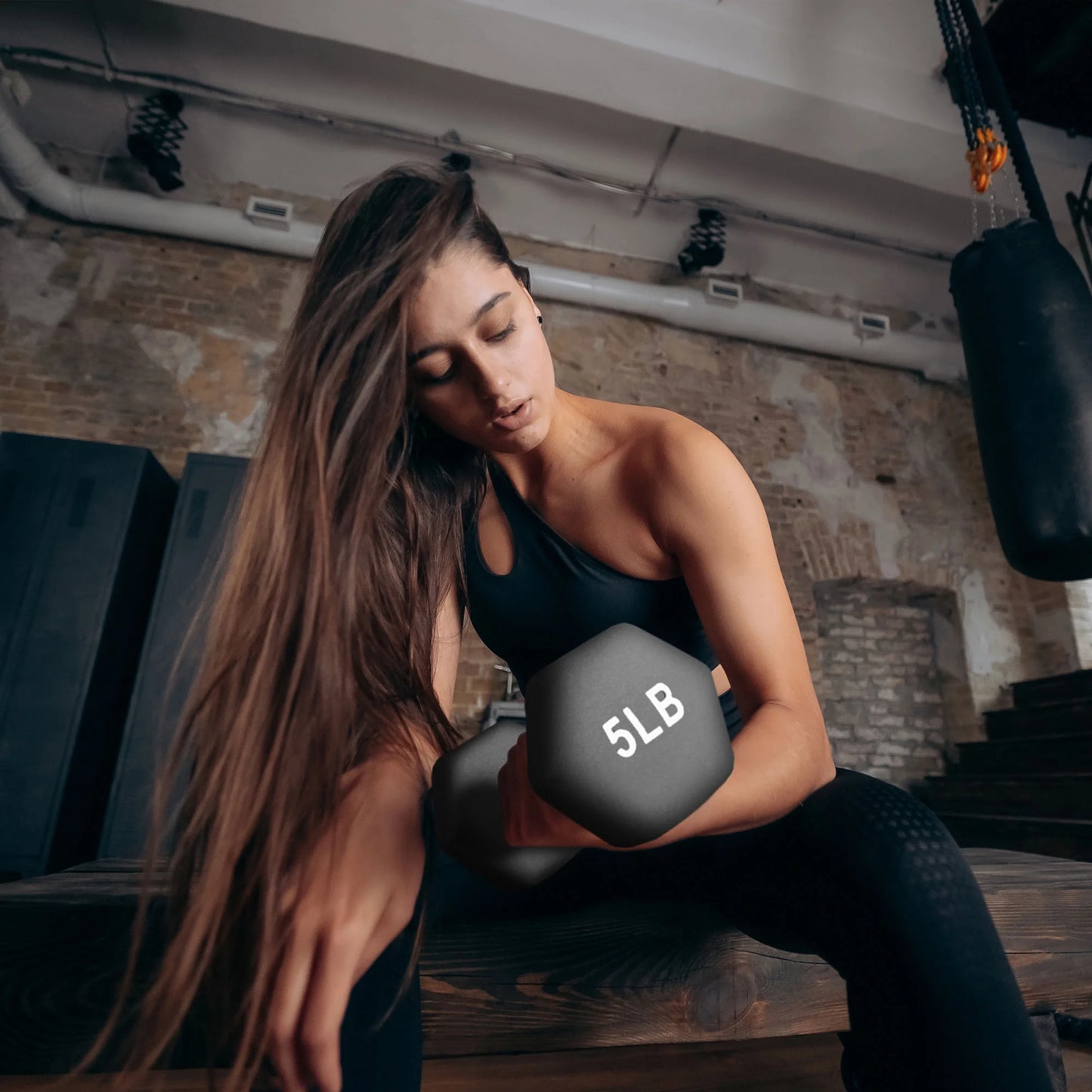 76 Lb Neoprene Coated Iron Dumbbell Hex Weights Set with Stand, Color-Coded