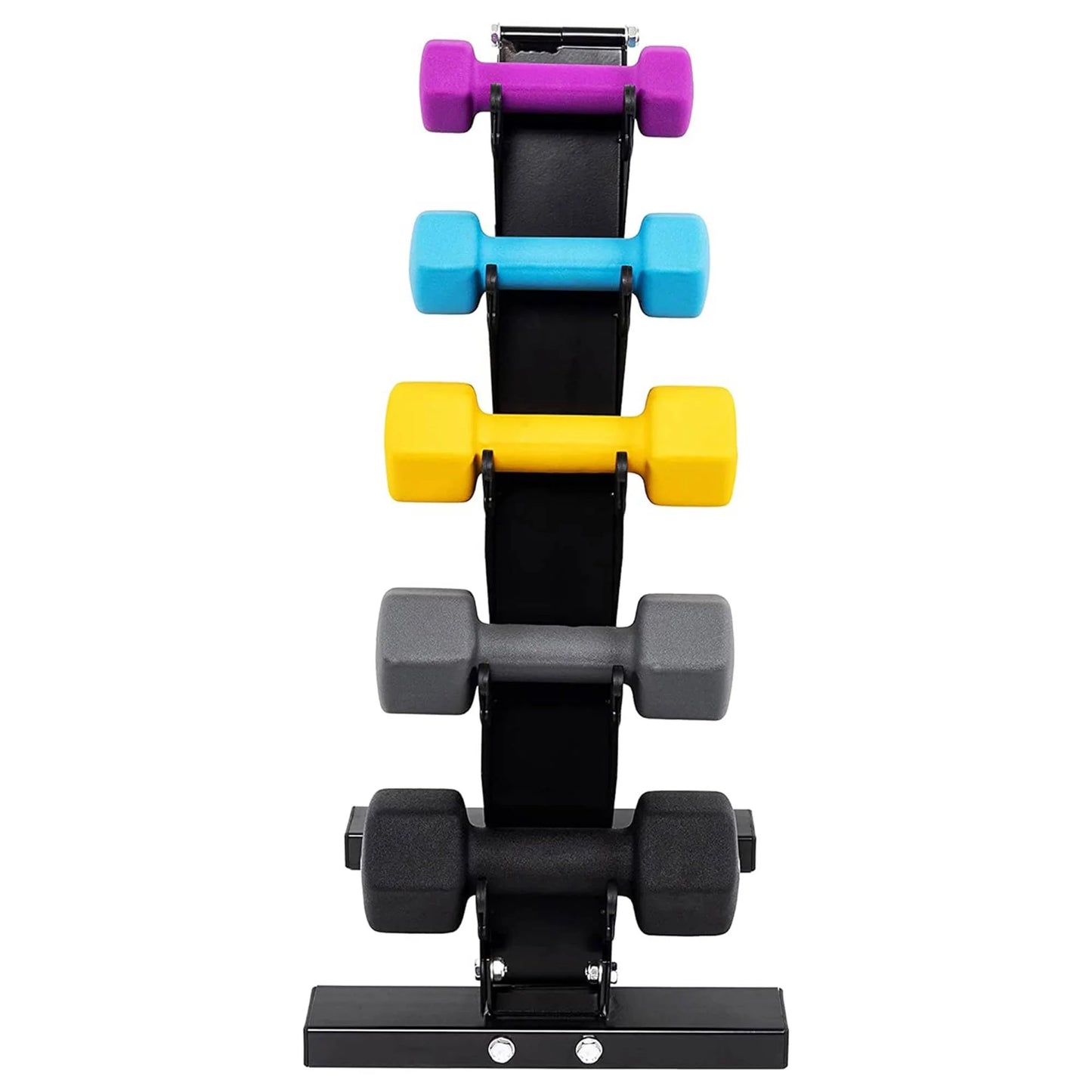 76 Lb Neoprene Coated Iron Dumbbell Hex Weights Set with Stand, Color-Coded