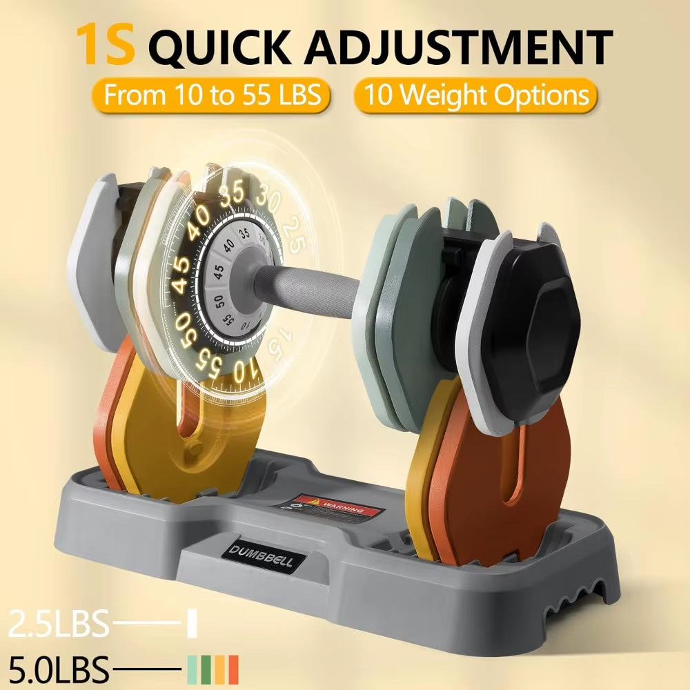 25/55 Lbs Dumbbell Set, Anti-Slip Fast Adjust Turning Handle, Adjustable for Men and Women, Pair for Home Gym Exercise