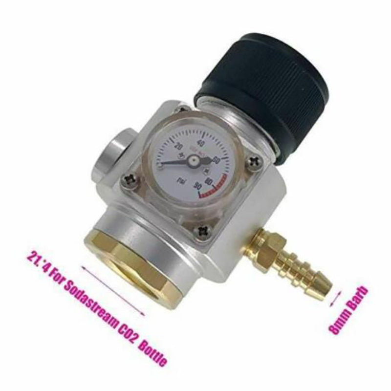 Mini Co2 Gas Regulator 0-90 PSI Keg Charger With 8mm Barb for Beer Wine Making & Carbonated Soda Water