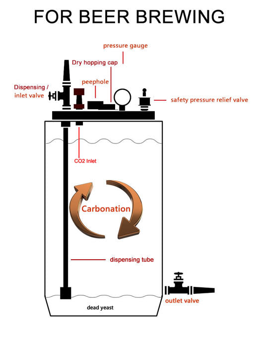 50 Liter JR Cervecero Multi-purpose Pressure Fermenter for Home and Commercial Brewing Beer, Wine and Food Fermentation