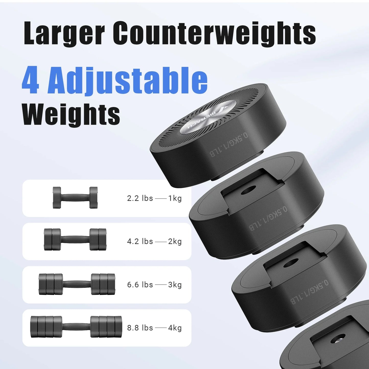 8.8 Lbs Adjustable Dumbbells Set of 2, 4-In-1 Free Weights for Women, Hand Weights for Home Gym, Black