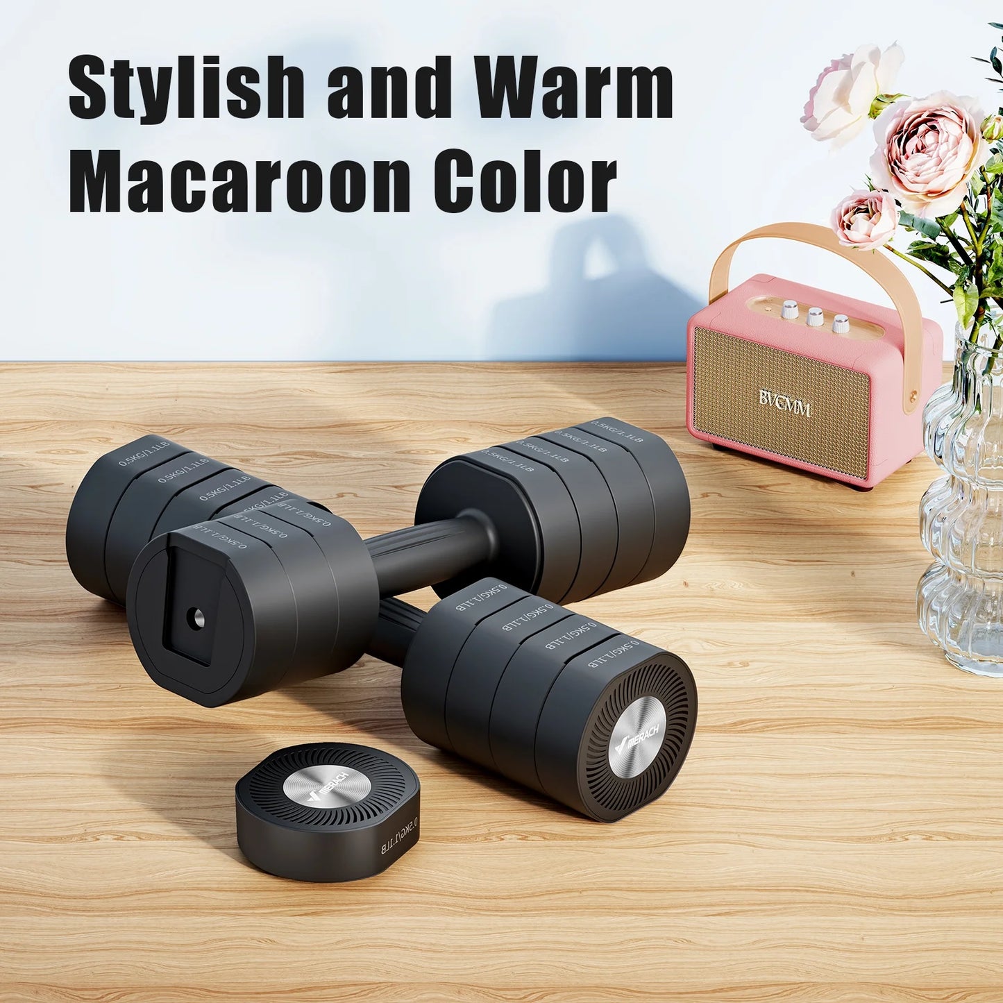 8.8 Lbs Adjustable Dumbbells Set of 2, 4-In-1 Free Weights for Women, Hand Weights for Home Gym, Black