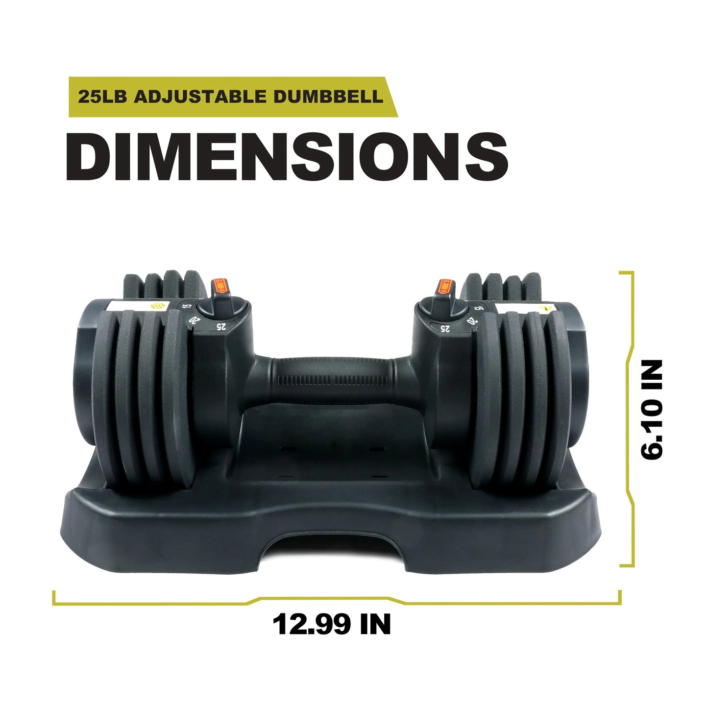 Adjustable Dumbbells, Black, 5-25 Lb
