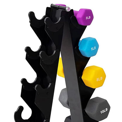 76 Lb Neoprene Coated Iron Dumbbell Hex Weights Set with Stand, Color-Coded