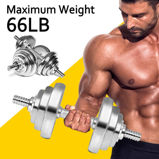 Fitness Dumbbells Set, Adjustable Weight Sets up to 66Lbs, with Connecting Rod, Home Gym Work Out Training Equipment