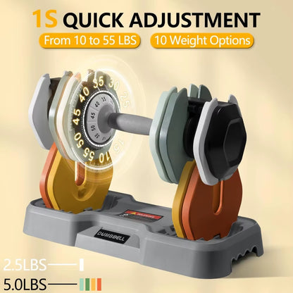 25/55 Lbs Dumbbell Set, Anti-Slip Fast Adjust Turning Handle, Adjustable for Men and Women, Pair for Home Gym Exercise