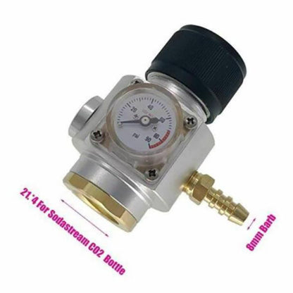 Mini Co2 Gas Regulator 0-90 PSI Keg Charger With 8mm Barb for Beer Wine Making & Carbonated Soda Water