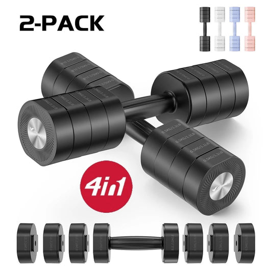 8.8 Lbs Adjustable Dumbbells Set of 2, 4-In-1 Free Weights for Women, Hand Weights for Home Gym, Black